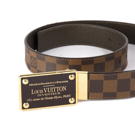 louis vuitton damier inventeur belt|louis vuitton 25mm belt.